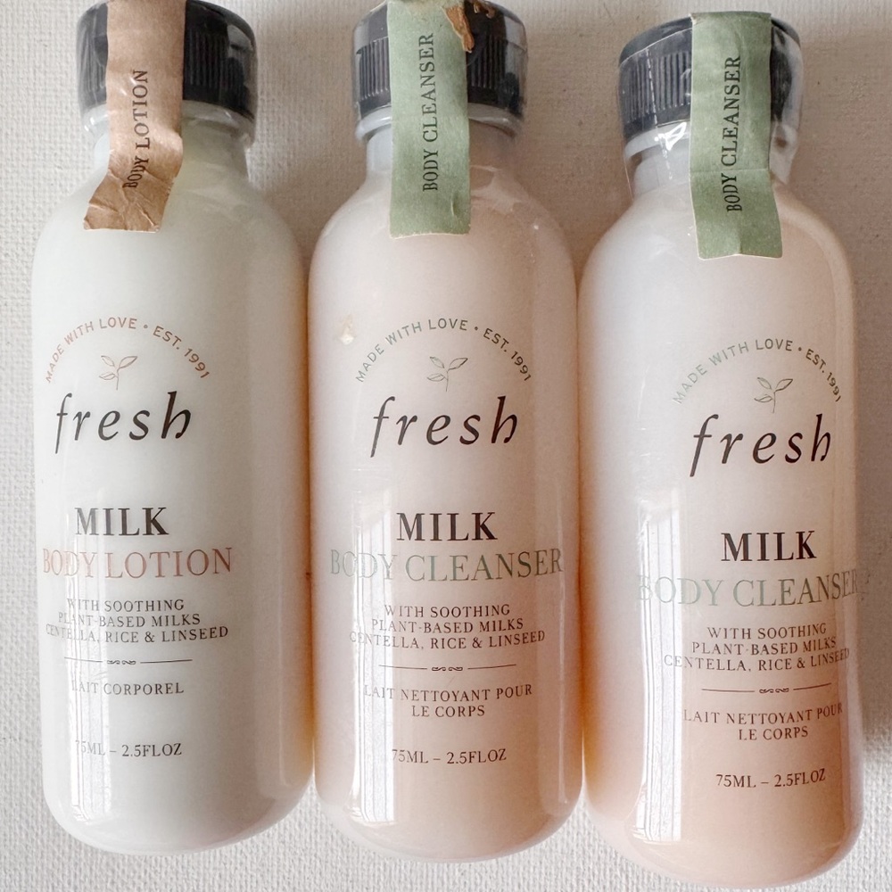 Fresh Milk Body Care Travel Set- Lotion & Cleansers- 2.5oz/75mL (New/Sealed)